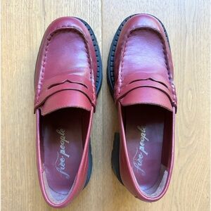 Free people lugged sole platform leather loafers